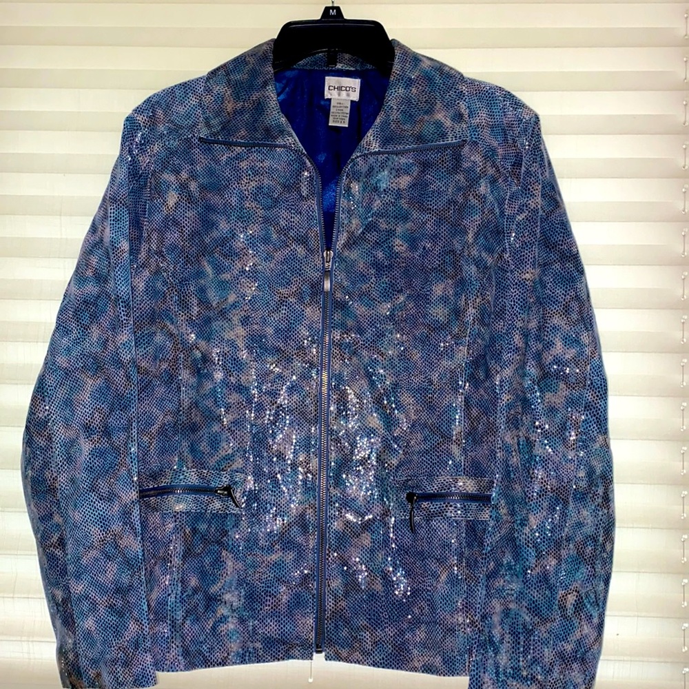 Chico’s leather snake skin look leather jacket size 2.5